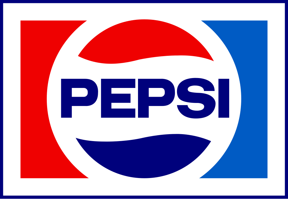 Pepsi globe logo 1973 — circular blue and red globe with white wave