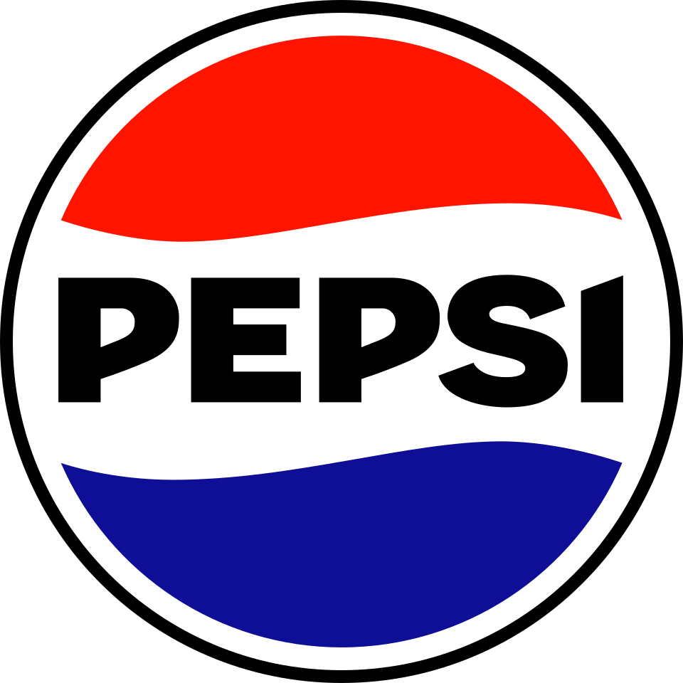 Pepsi 2023 rebrand — near-black globe with electric blue accent and retro lowercase wordmark